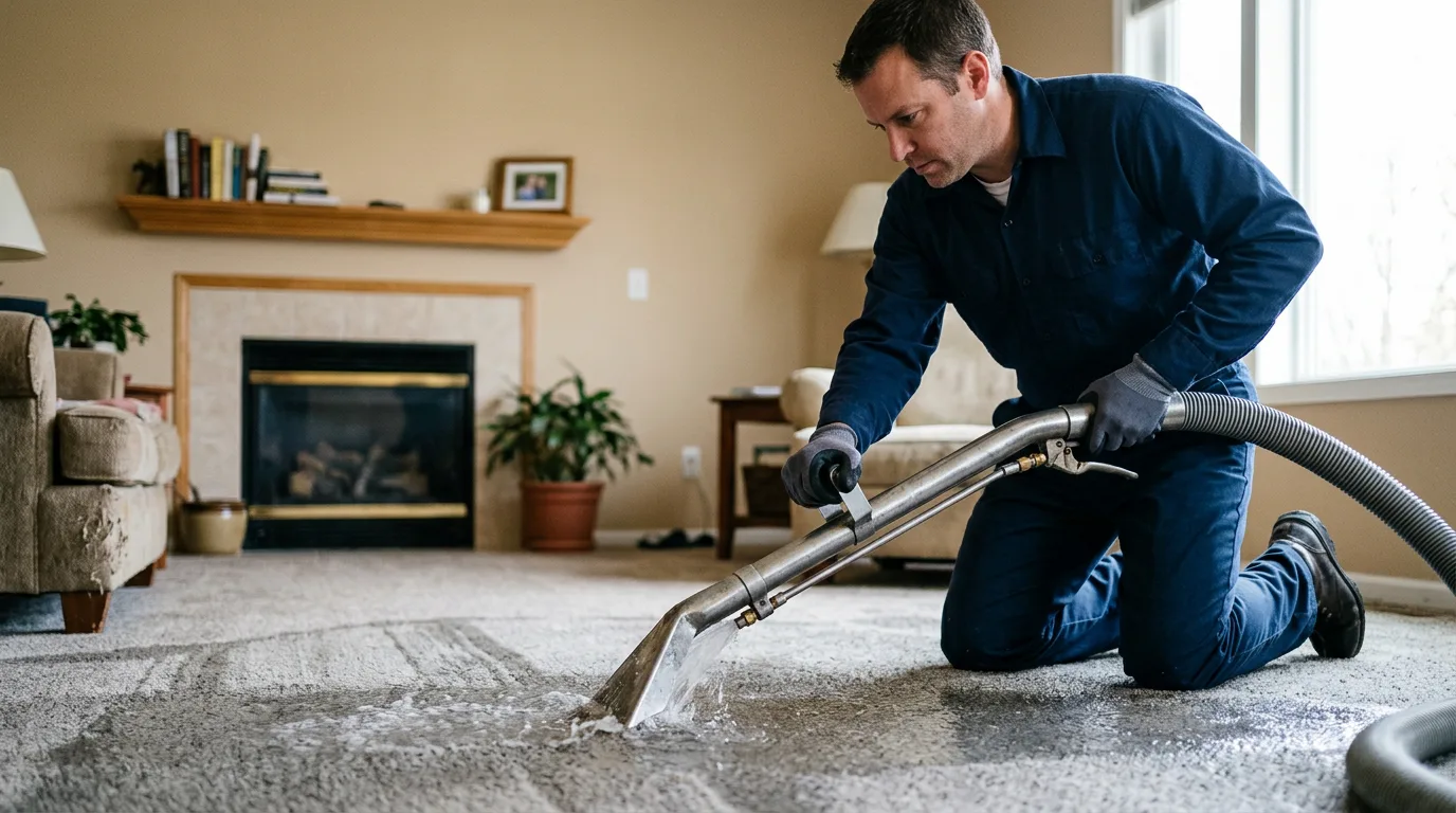 Water damage restoration technician working near Dora, MO
